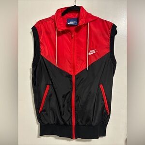 Nike Vintage Red Hooded Jacket Vest
